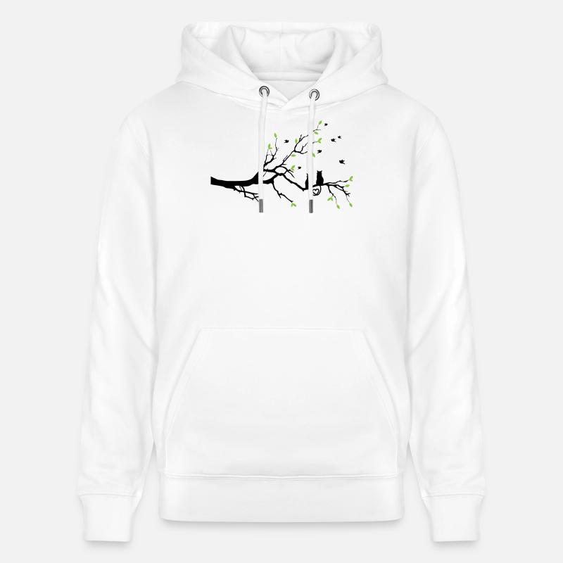 Rameau nocturne à feuilles vertes - Sweat à capuche bio CRUISER Stanley/Stella Unisexe - blanc