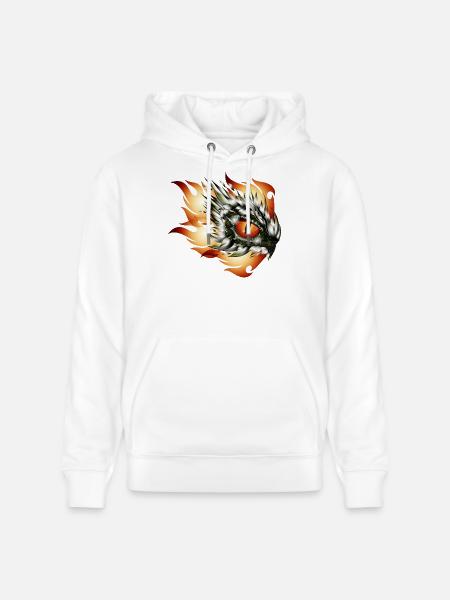 magisches Auge eines Drachen im Flammen Tattoo - Stanley/Stella Unisex Bio-Hoodie CRUISER - Weiß