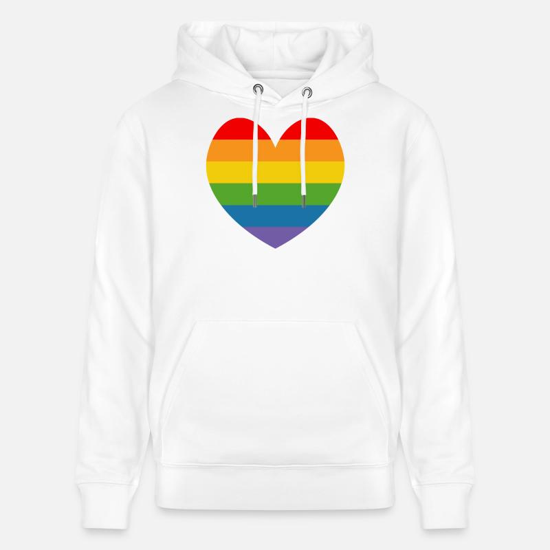 LGBT CSD TShirt Rainbow HEART - Sweat à capuche bio CRUISER Stanley/Stella Unisexe - blanc