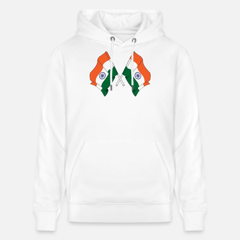 Deux drapeaux de l’Inde croisés - Sweat à capuche bio CRUISER Stanley/Stella Unisexe - blanc