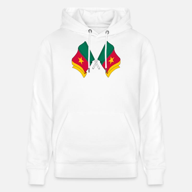 Deux drapeaux Cameroun - Sweat à capuche bio CRUISER Stanley/Stella Unisexe - blanc