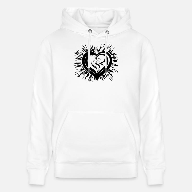 Geschwungenes Herz mit Strahlen - Stanley/Stella Unisex Bio-Hoodie CRUISER - Weiß
