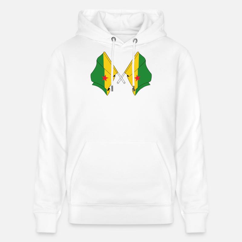 Deux drapeaux croisés de la Guyane - Sweat à capuche bio CRUISER Stanley/Stella Unisexe - blanc