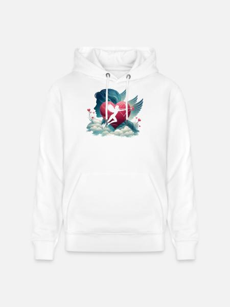 Cupid Archer Heart Artwork - Stanley/Stella CRUISER Unisex Organic Hoodie - white