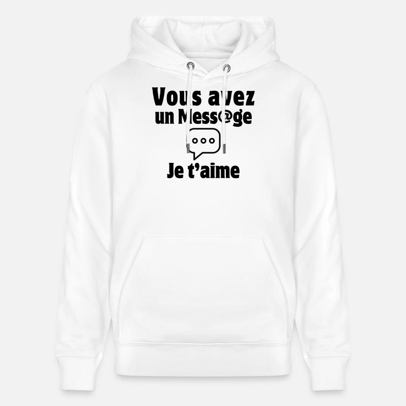 message, SMS, saint-valentin, je t'aime - Sweat à capuche bio CRUISER Stanley/Stella Unisexe - blanc