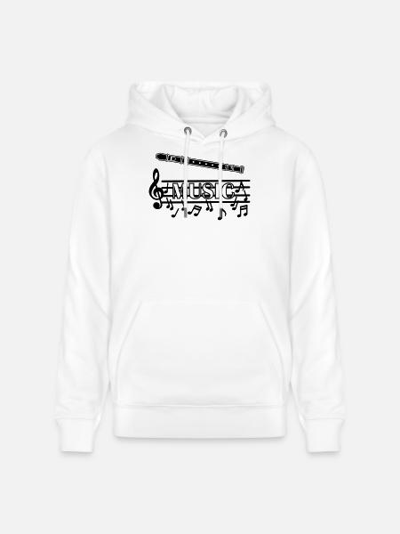 Recorder music logo - Stanley/Stella CRUISER Unisex Organic Hoodie - white