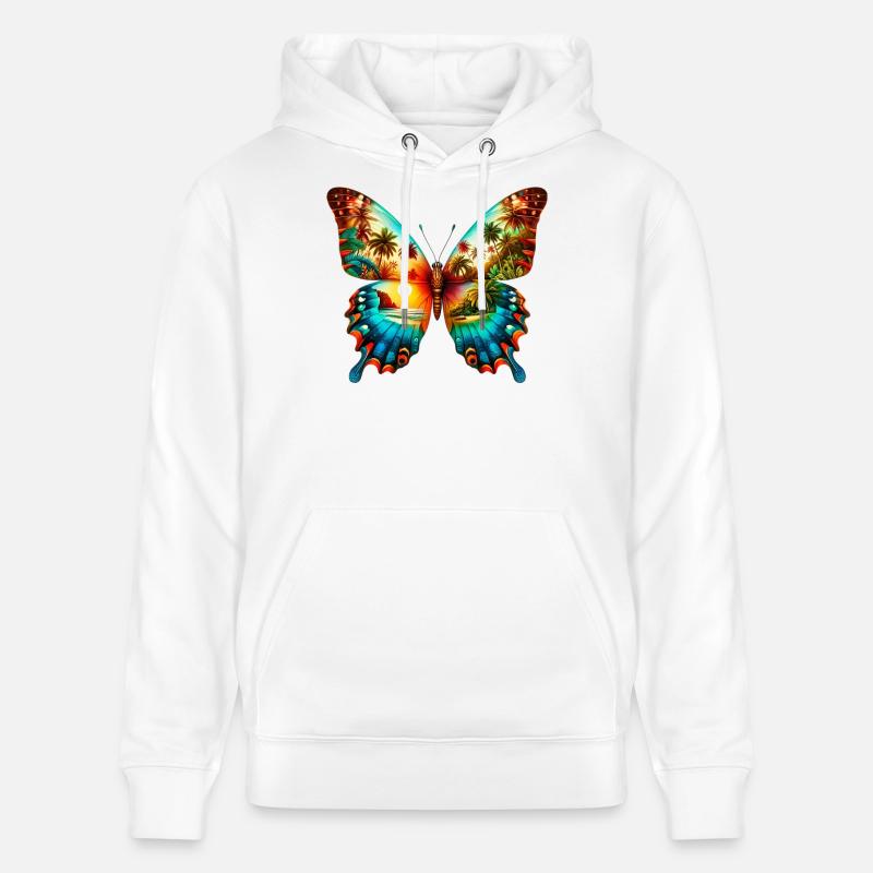 Papillon - Sweat à capuche bio CRUISER Stanley/Stella Unisexe - blanc