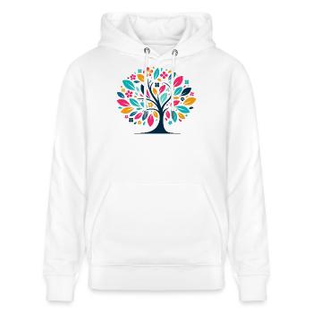 Symétrie colorée de forêt arborescente - Sweat à capuche bio CRUISER Stanley/Stella Unisexe - blanc - Devant - Alina (178cm) & Michal (187cm)