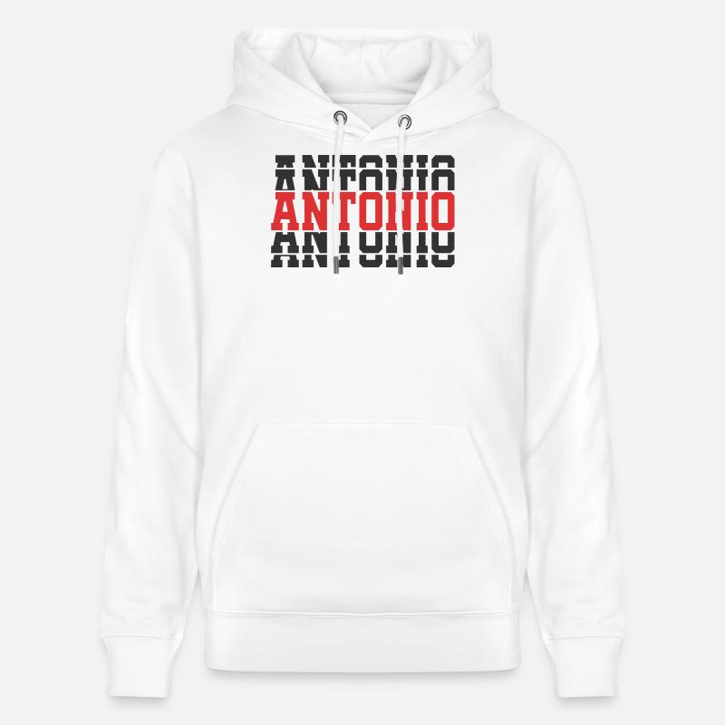 Antonio T-Shirt Geschenkidee gestapelter Text - Stanley/Stella Unisex Bio-Hoodie CRUISER  - Weiß
