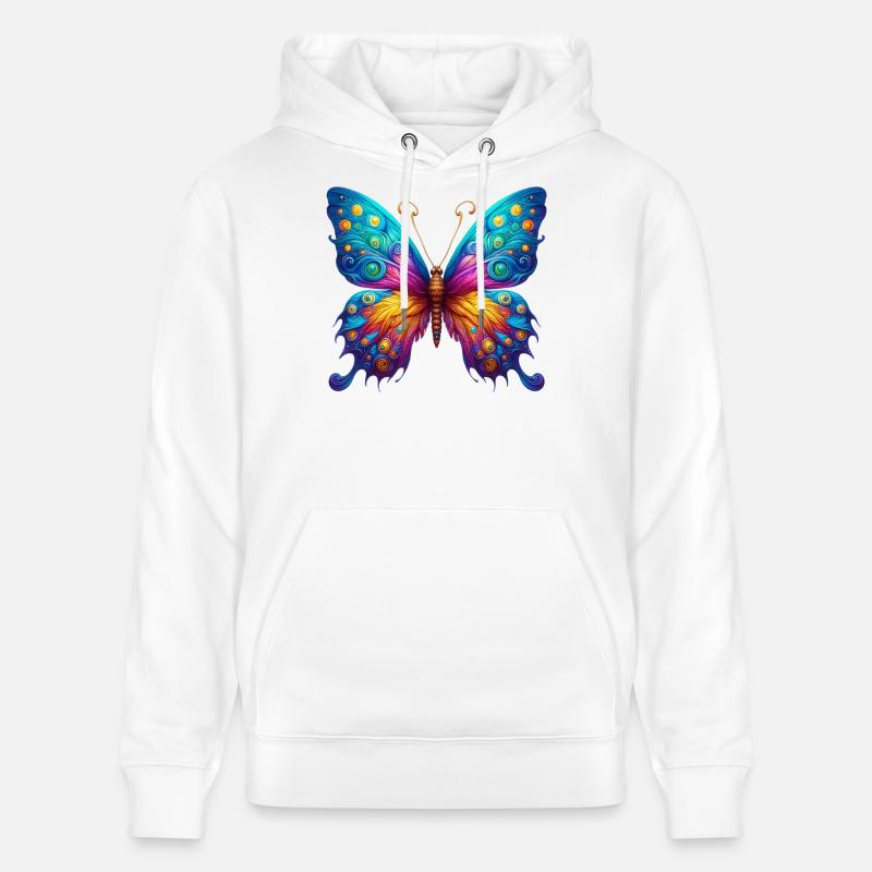 Papillon Van Gogh - Sweat à capuche bio CRUISER Stanley/Stella Unisexe - blanc