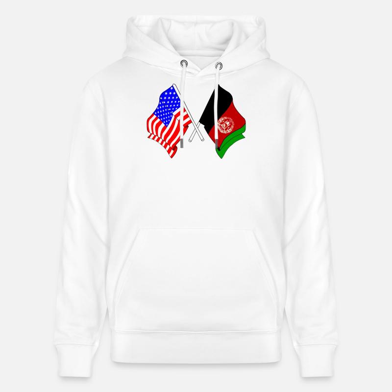 Drapeau des États-Unis Drapeau de l’Afghanistan - Sweat à capuche bio CRUISER Stanley/Stella Unisexe - blanc