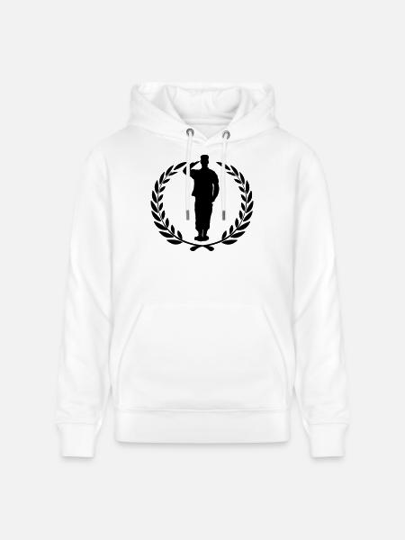 Respect soldier laurel wreath greets - Stanley/Stella CRUISER Unisex Organic Hoodie - white