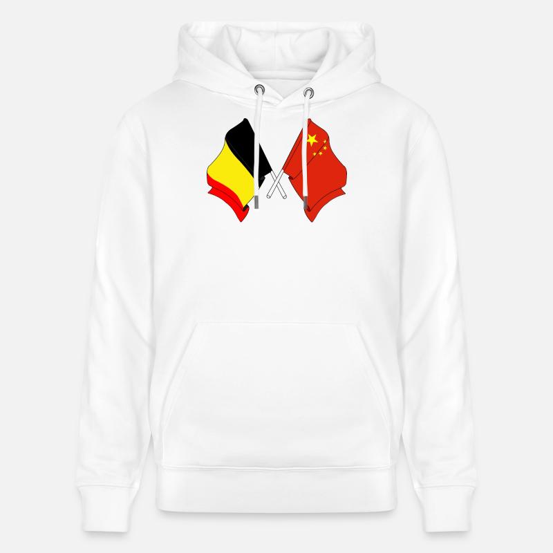 Drapeau Belgique Drapeau Chine - Sweat à capuche bio CRUISER Stanley/Stella Unisexe - blanc