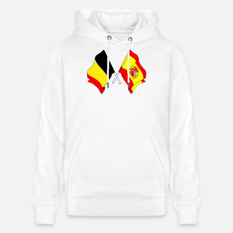 Drapeau Belgique, drapeau Espagne - Sweat à capuche bio CRUISER Stanley/Stella Unisexe - blanc