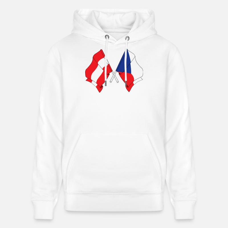 Drapeau Autriche, drapeau République tchèque - Sweat à capuche bio CRUISER Stanley/Stella Unisexe - blanc