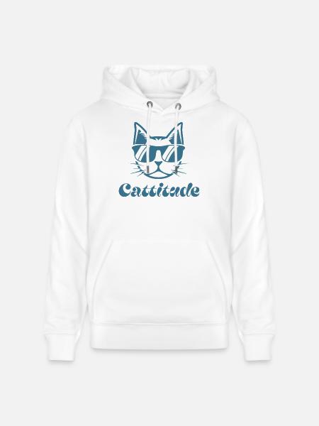 Graphique de lunettes de soleil Cattitude Cat - Sweat à capuche bio CRUISER Stanley/Stella Unisexe - blanc