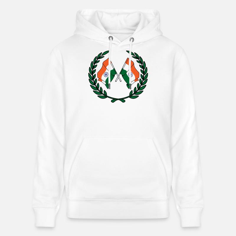 Drapeaux Inde en couronne de laurier - Sweat à capuche bio CRUISER Stanley/Stella Unisexe - blanc