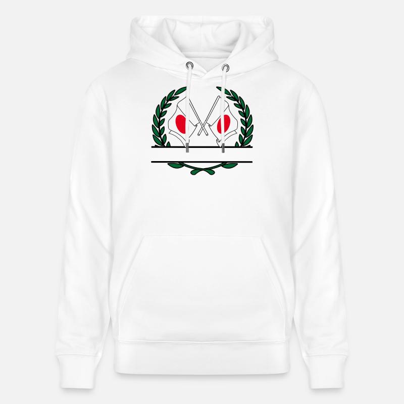Drapeaux Japon bannière couronne de laurier - Sweat à capuche bio CRUISER Stanley/Stella Unisexe - blanc