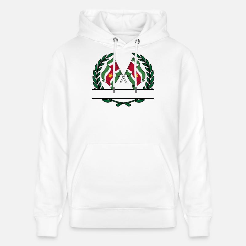 Drapeaux Suriname bannière couronne de laurier - Sweat à capuche bio CRUISER Stanley/Stella Unisexe - blanc