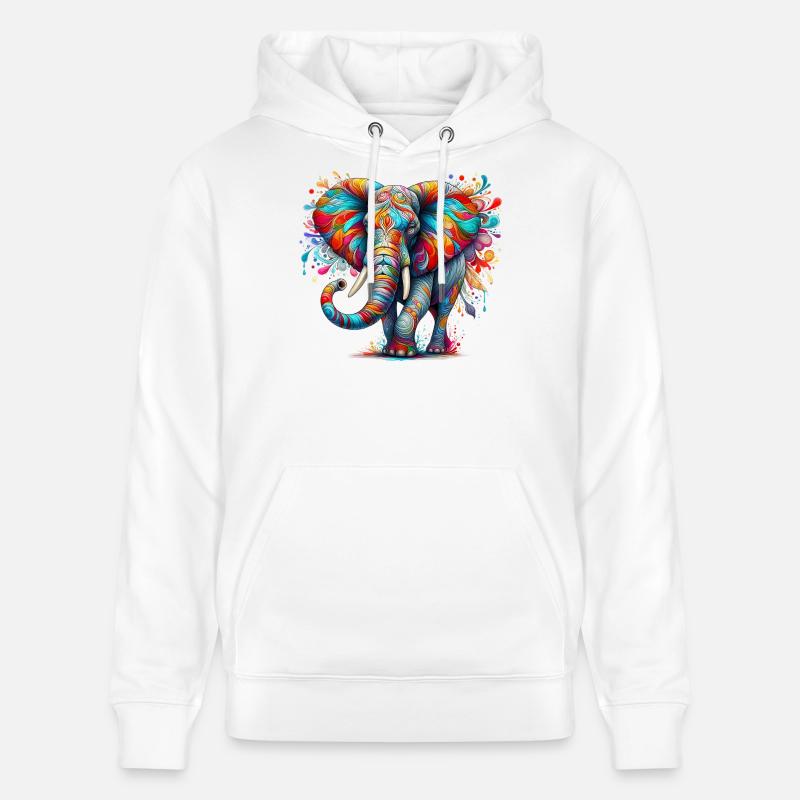 Éléphant - Sweat à capuche bio CRUISER Stanley/Stella Unisexe - blanc