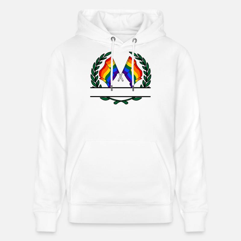 Drapeaux Bannière couronne de laurier arc-en-ciel - Sweat à capuche bio CRUISER Stanley/Stella Unisexe - blanc