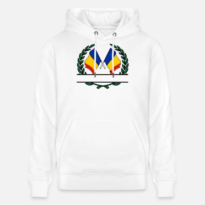 Drapeaux Roumanie couronne de laurier bannière - Sweat à capuche bio CRUISER Stanley/Stella Unisexe - blanc
