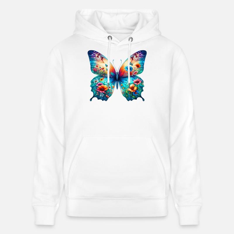Papillon - Sweat à capuche bio CRUISER Stanley/Stella Unisexe - blanc