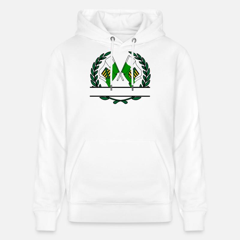 Drapeaux Saxe couronne de laurier bannière - Sweat à capuche bio CRUISER Stanley/Stella Unisexe - blanc