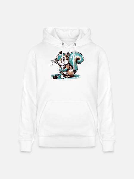 Cute cartoon squirrel playing golf - Stanley/Stella CRUISER Unisex Organic Hoodie - white