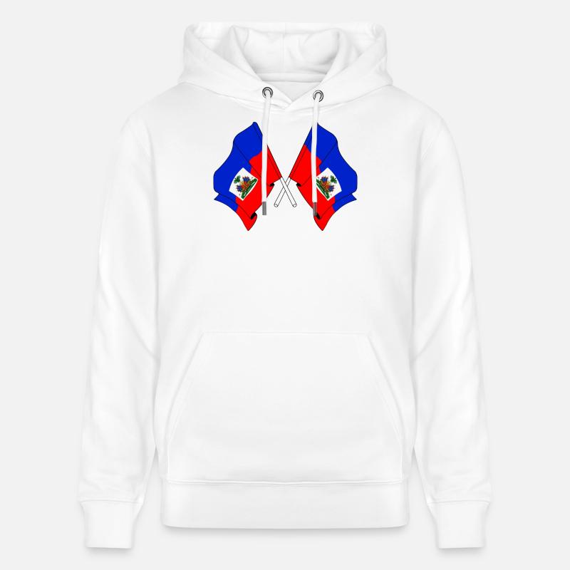 Deux drapeaux d’Haïti - Sweat à capuche bio CRUISER Stanley/Stella Unisexe - blanc