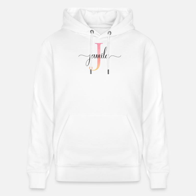 J | Monogramme | Nom | Jamila|Aquarelle - Sweat à capuche bio CRUISER Stanley/Stella Unisexe - blanc