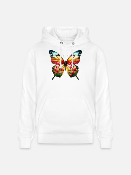 Tulipe papillon tulipe Hollande - Sweat à capuche bio CRUISER Stanley/Stella Unisexe - blanc