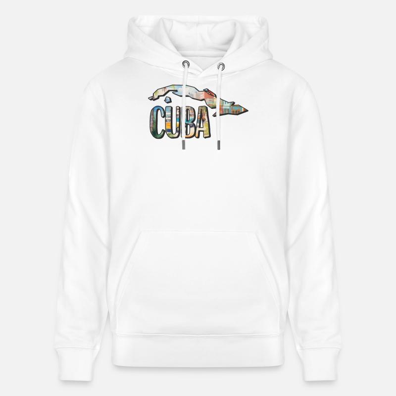 Carte à l’aquarelle de Cuba - Sweat à capuche bio CRUISER Stanley/Stella Unisexe - blanc