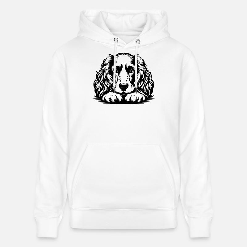 Cocker Spaniel Kopf mit Pfoten - Stanley/Stella Unisex Bio-Hoodie CRUISER  - Weiß
