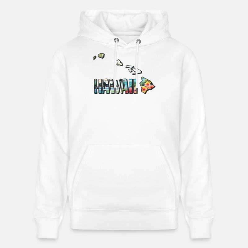 Carte à l’aquarelle d’Hawaï - Sweat à capuche bio CRUISER Stanley/Stella Unisexe - blanc