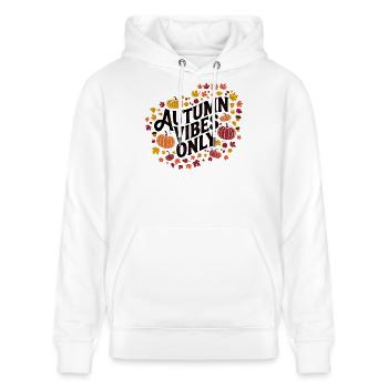 Autumn Vibes nur Kürbis-Motiv - Stanley/Stella Unisex Bio-Hoodie CRUISER  - Weiß - Vorne - Alina (178cm) & Michal (187cm)