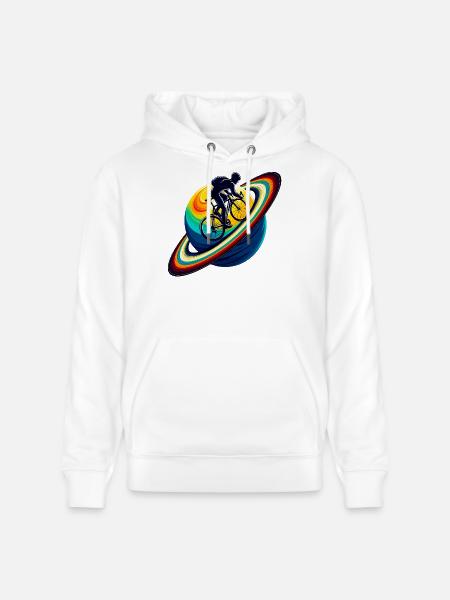 Cyclist on Saturn - Stanley/Stella CRUISER Unisex Organic Hoodie - white