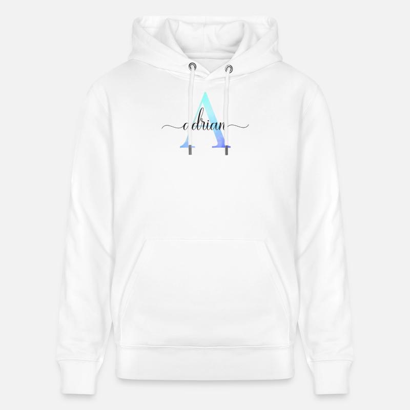 A| Monogramme | Nom | Adrien | Aquarelle - Sweat à capuche bio CRUISER Stanley/Stella Unisexe - blanc