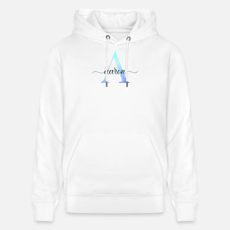 A| Monogramme | Nom | Aaron| Aquarelle - Sweat à capuche bio CRUISER Stanley/Stella Unisexe - blanc