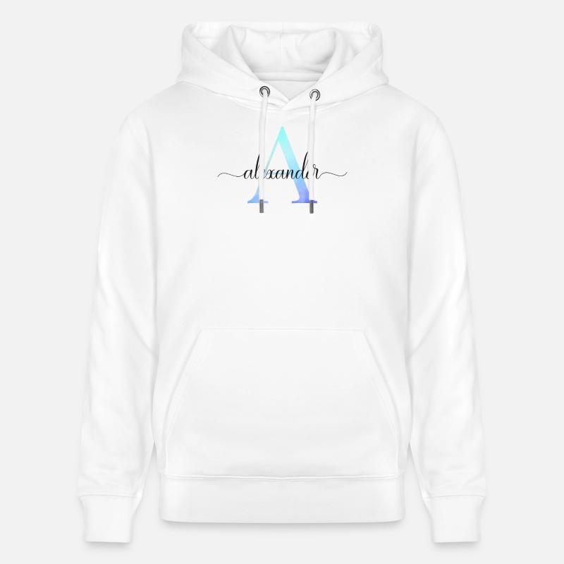 A| Monogramme | Nom | Alexandre | Aquarelle - Sweat à capuche bio CRUISER Stanley/Stella Unisexe - blanc