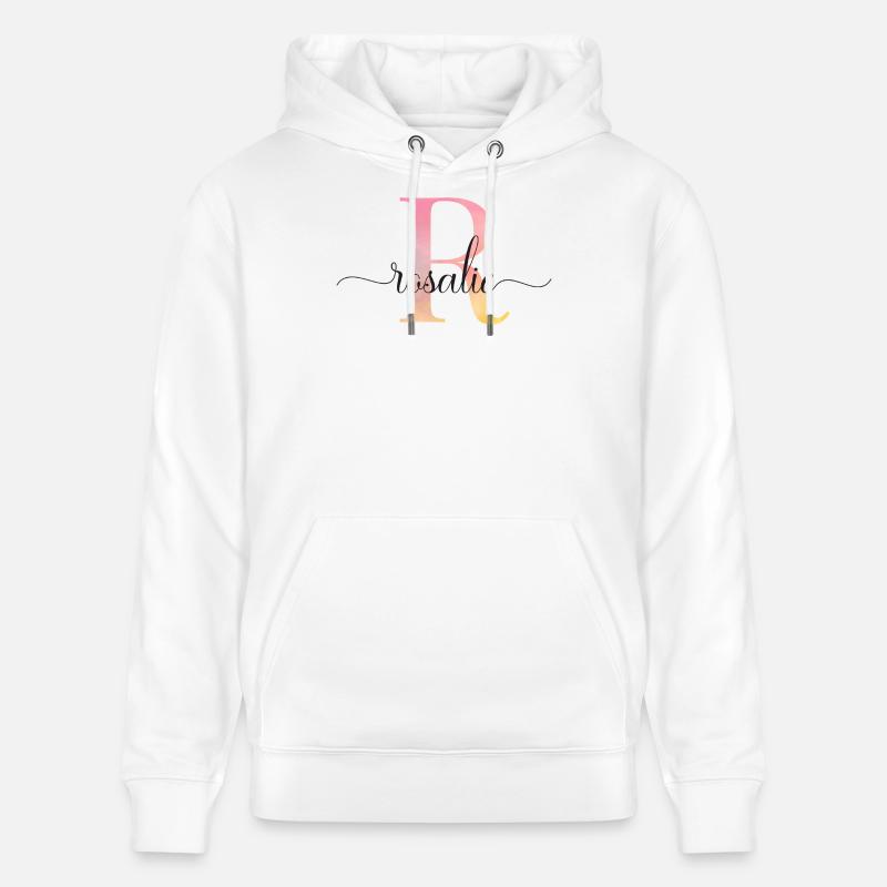 L | Monogramme | Nom | Rosalie |Aquarelle - Sweat à capuche bio CRUISER Stanley/Stella Unisexe - blanc