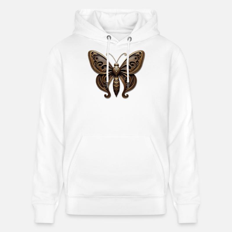 Ornement papillon steampunk - Sweat à capuche bio CRUISER Stanley/Stella Unisexe - blanc