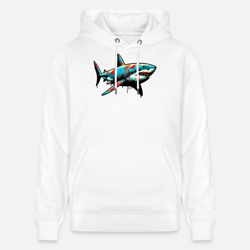 Requin - Sweat à capuche bio CRUISER Stanley/Stella Unisexe - blanc