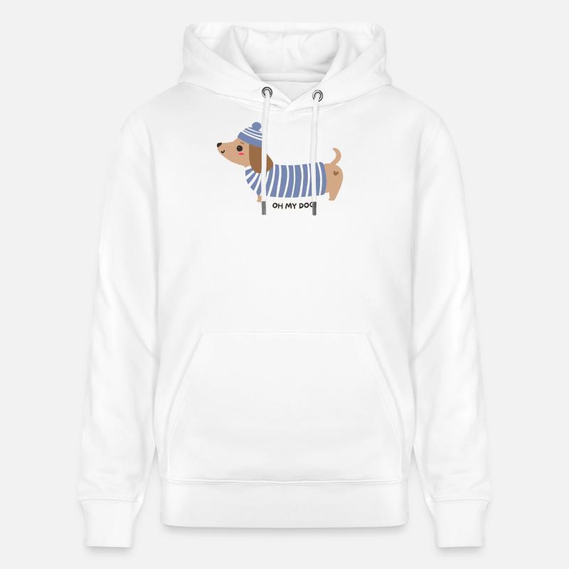 Oh mon chien ! - Rayures bleues - Sweat à capuche bio CRUISER Stanley/Stella Unisexe - blanc