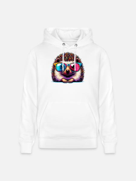 Hedgehog with sunglasses - Stanley/Stella CRUISER Unisex Organic Hoodie - white