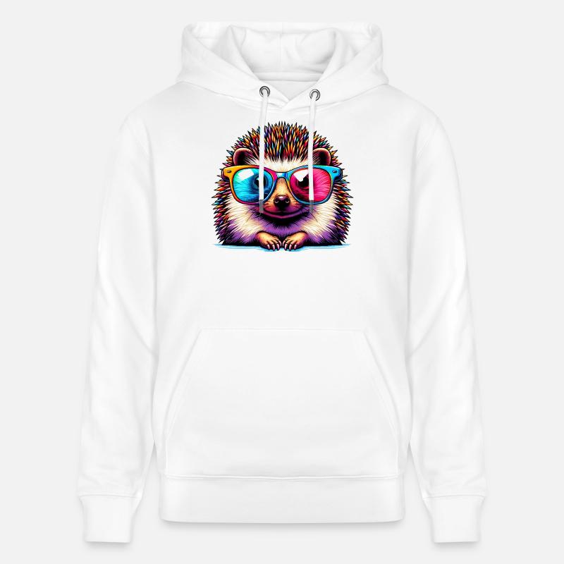 Hérisson avec lunettes de soleil - Sweat à capuche bio CRUISER Stanley/Stella Unisexe - blanc