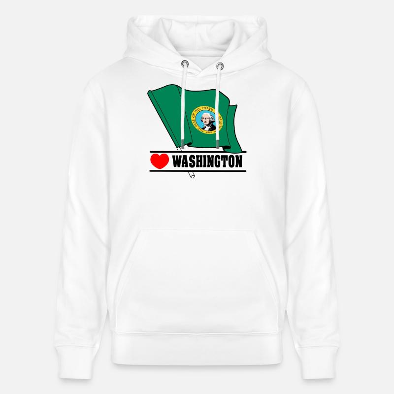 Drapeau Washington coeur WASHINGTON - Sweat à capuche bio CRUISER Stanley/Stella Unisexe - blanc