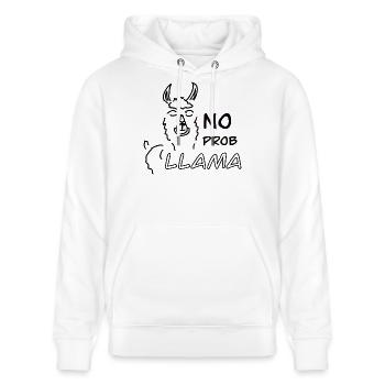 No Prob LLAMA - Stanley/Stella Unisex Bio-Hoodie CRUISER  - Weiß - Vorne - Alina (178cm) & Michal (187cm)