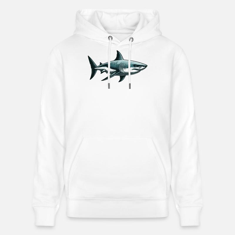 Grand requin blanc - Sweat à capuche bio CRUISER Stanley/Stella Unisexe - blanc