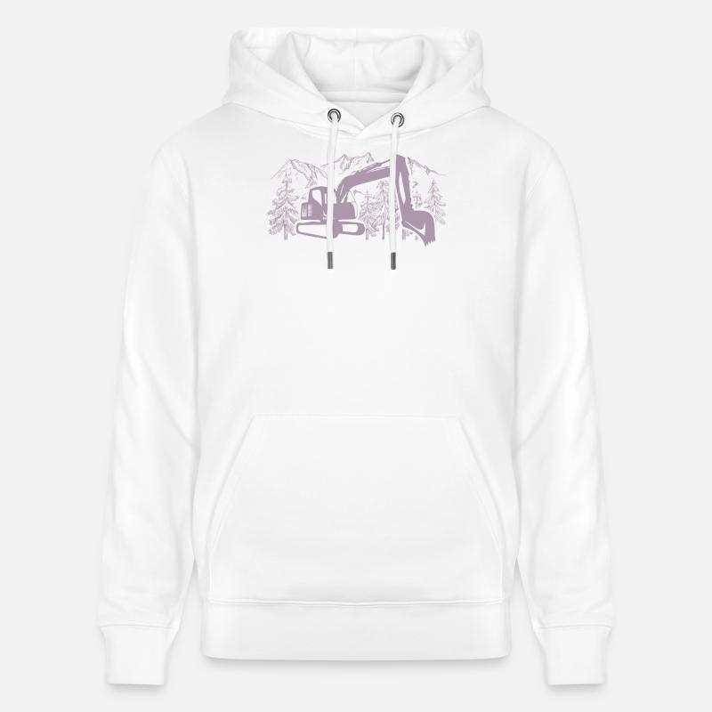 Bagger Silhouette Baugeräteführer Arbeit - Stanley/Stella Unisex Bio-Hoodie CRUISER  - Weiß